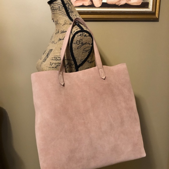 Madewell Handbags - MADEWELL Large Suede Transport Tote in Blush NWT!